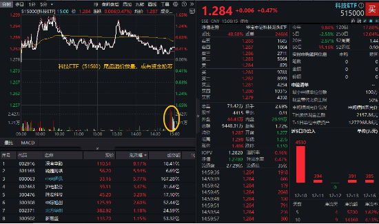 一则消息引爆，中兴通讯盘中触及涨停！科技ETF（515000）尾盘溢价放量，机构：科技成长位于长牛起点